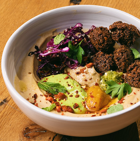 Falafel with hummus bowl